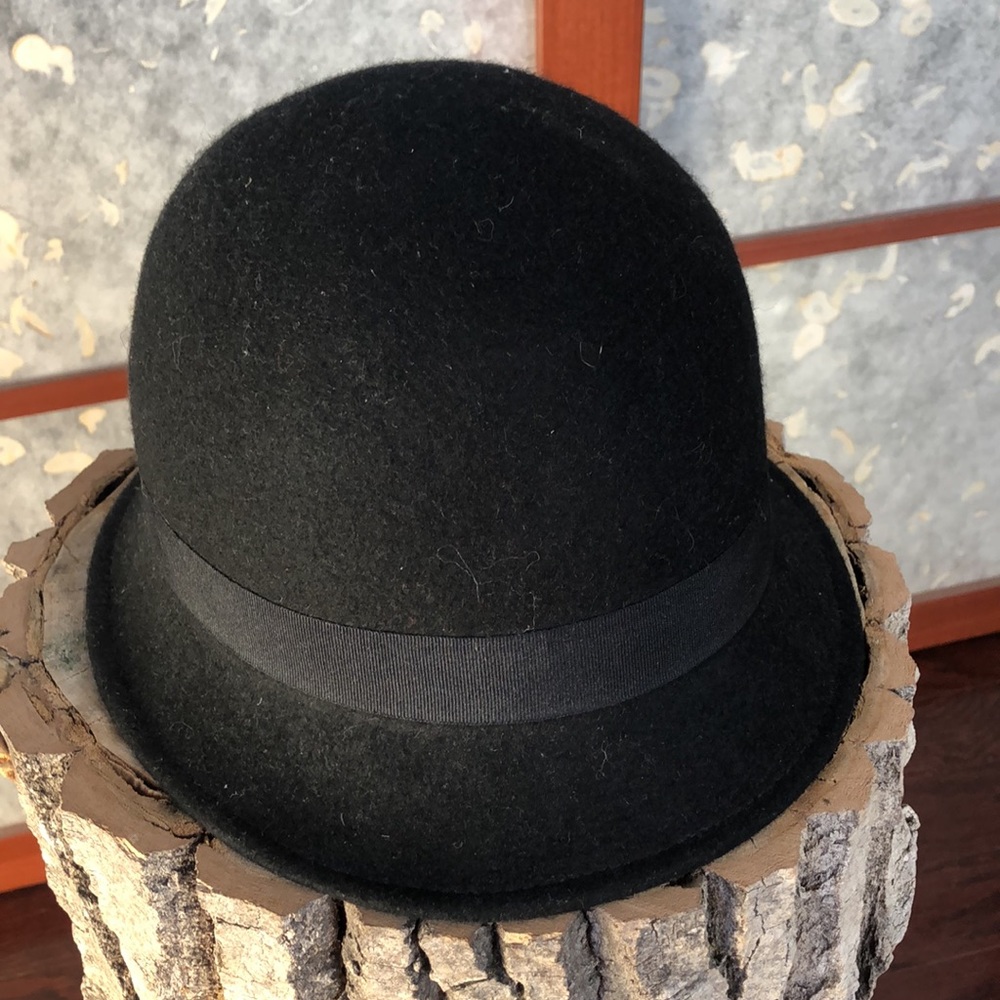 D&Y Black 100% Wool Bowler Hat (One size fits most)